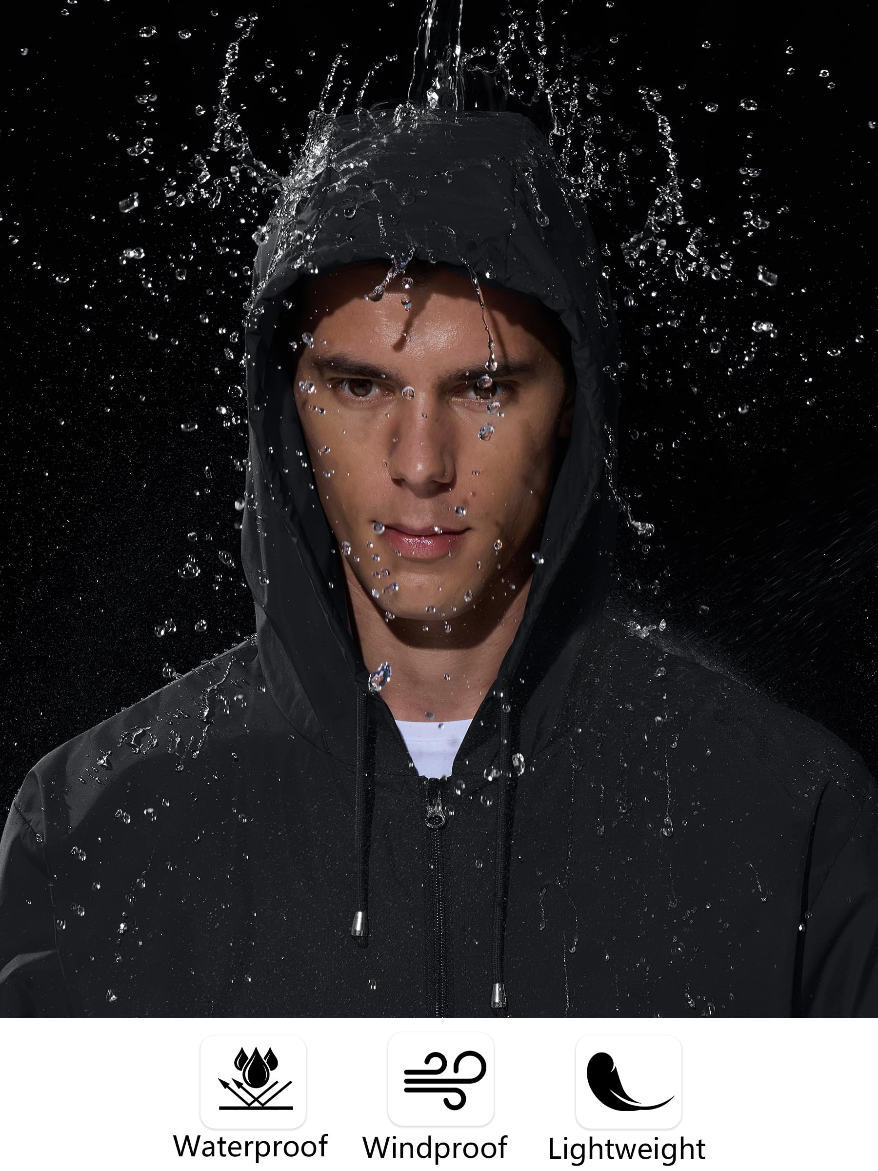 Men's Waterproof Lightweight Windbreaker Rain Jacket