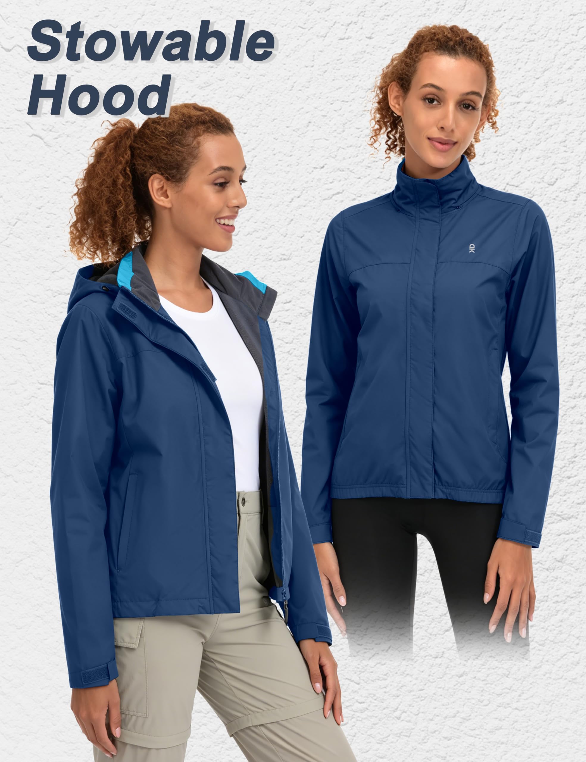 Women's Waterproof Hooded Hiking Rain Jacket