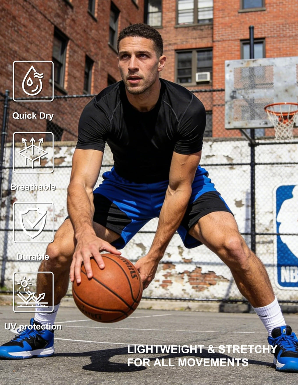 Veldtholos 4 Pack Men’s Compression Shirts Short Sleeve Workout Gym Tops