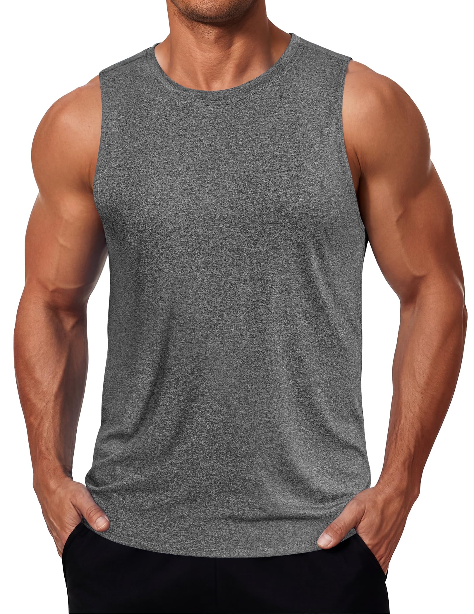 COOFANDY Mens Dry Fit Workout Tank Top Sleeveless Gym Muscle Shirt UPF 50+ Summer Running Athletic Tshirts