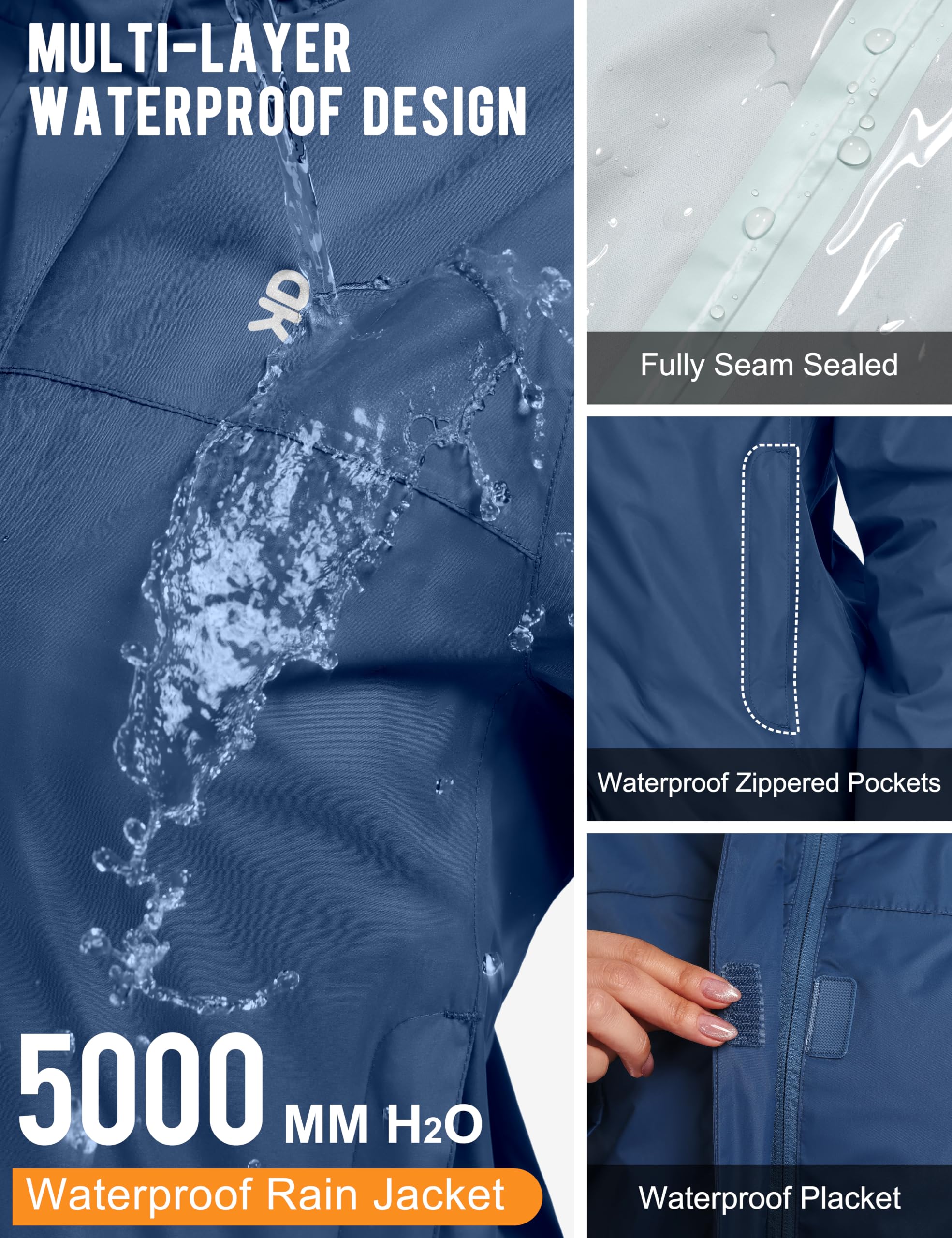 Women's Waterproof Hooded Hiking Rain Jacket