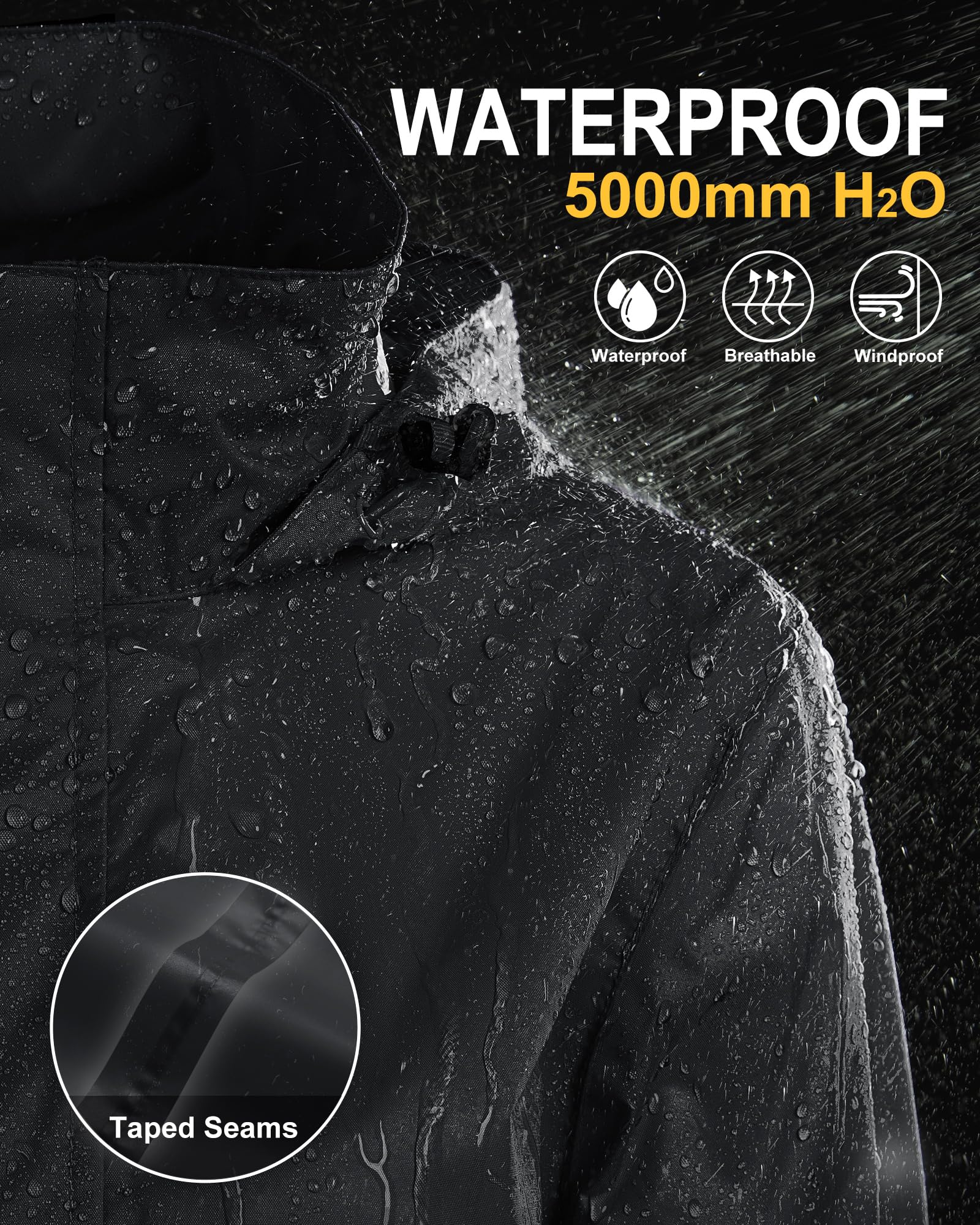 33,000ft Women's Rain Jacket Waterproof Lightweight Packable Raincoat