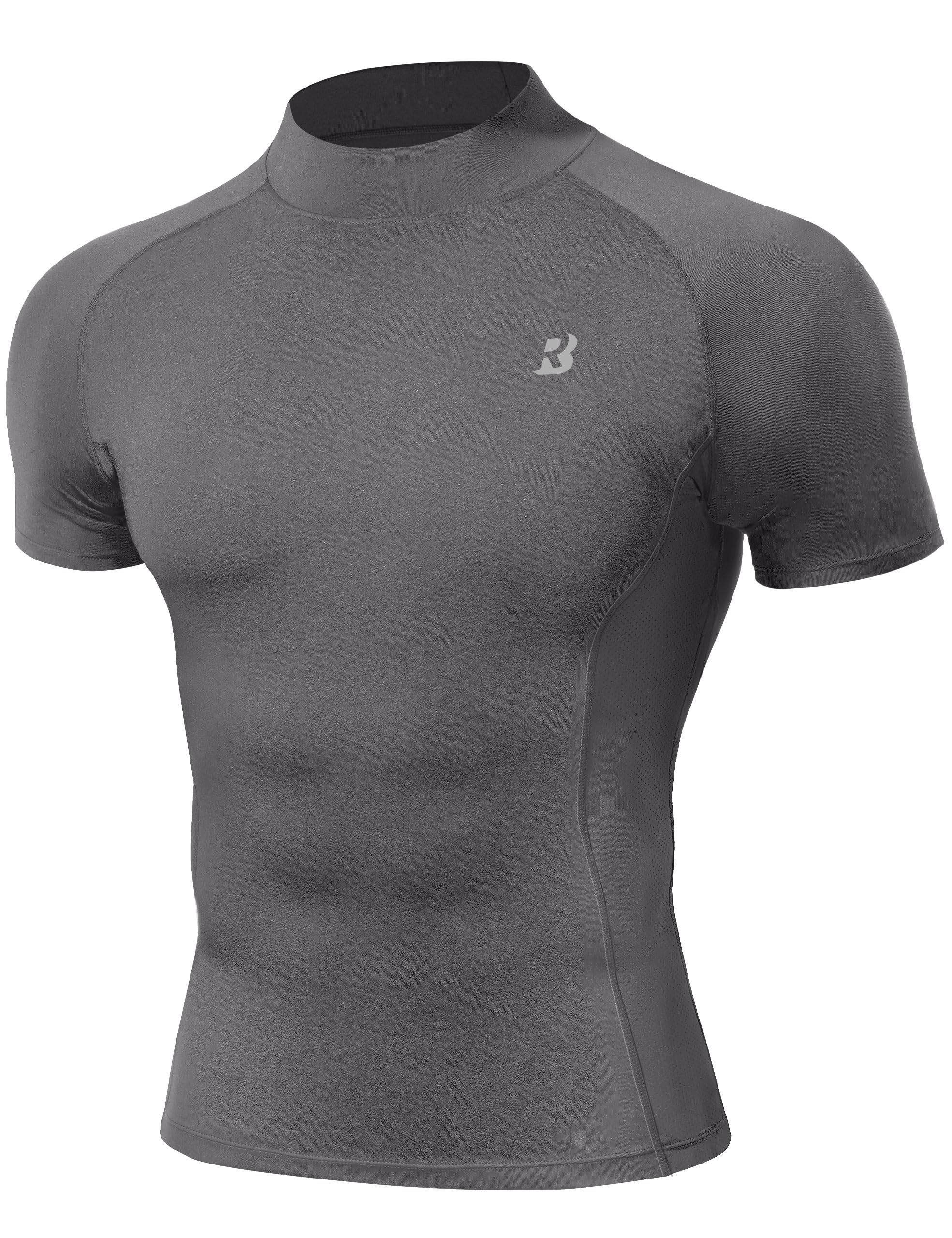 Men's Mock-Neck Short-Sleeve Compression Shirt